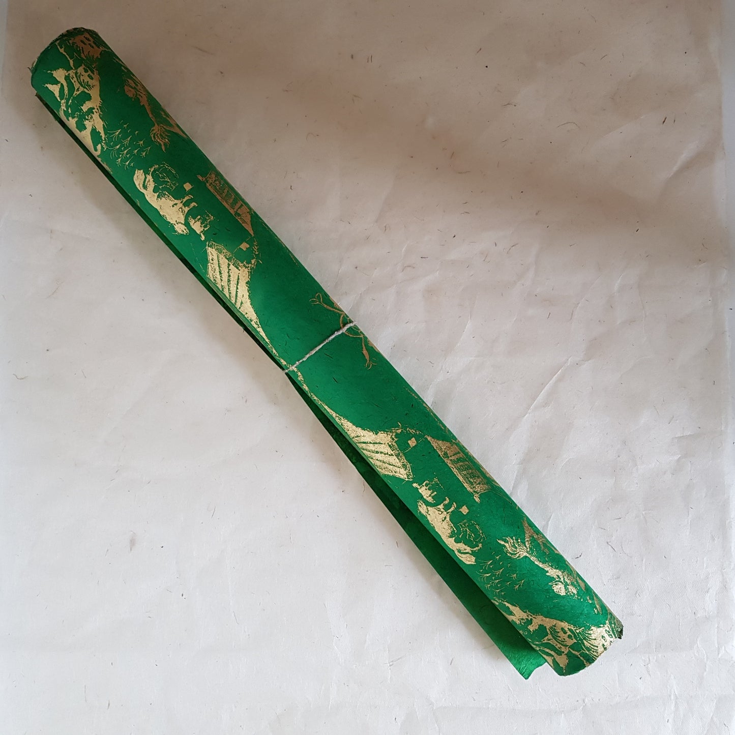 Vintage Lokta Paper Bundle - 5 Large Sheets 75 x50cm - Green Silk Screen Collection