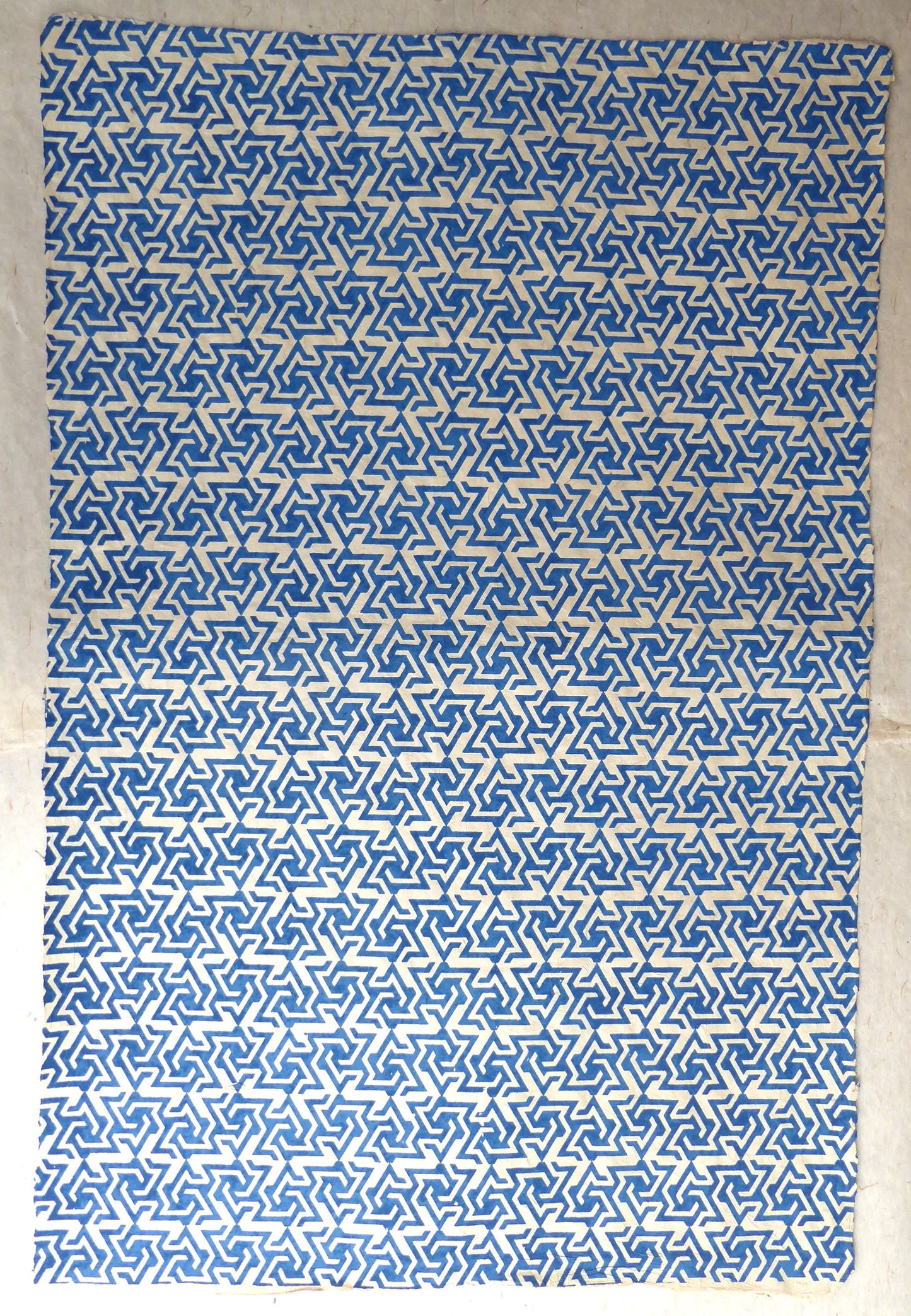 Lokta Paper Bundle - 7 Large Sheets 75 x50cm - Blue and Brown Silk Screen Print Collection