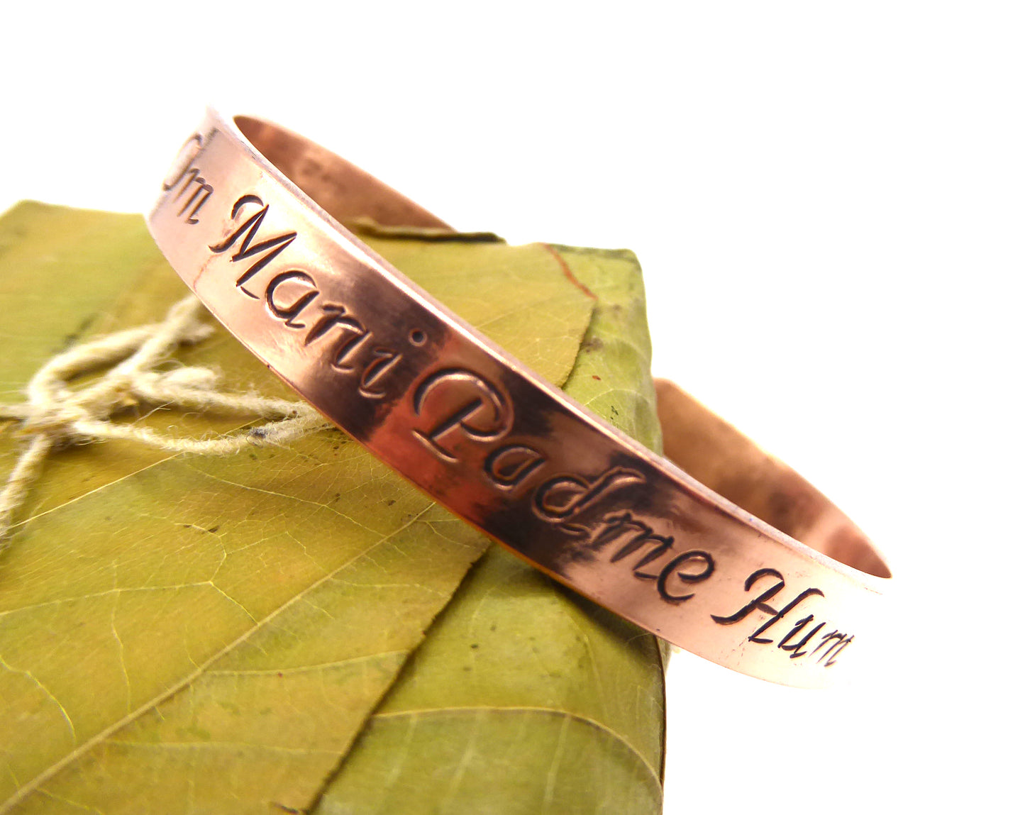 Handmade Pure Copper Bracelet, Om Mani Padme Hum