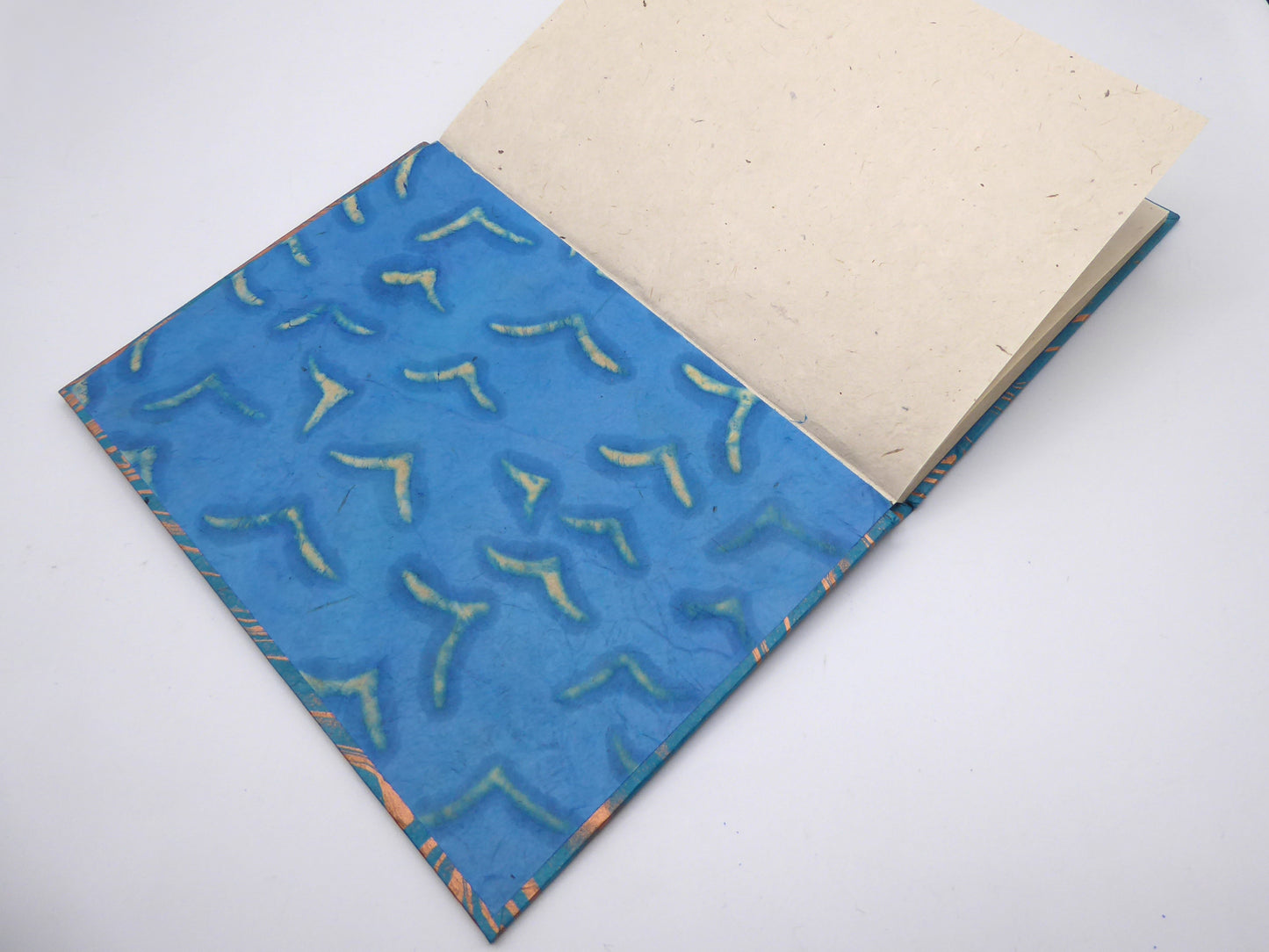 Marbled Cover Print Handbound A5 Lokta Notebook, Tree-Free Paper.