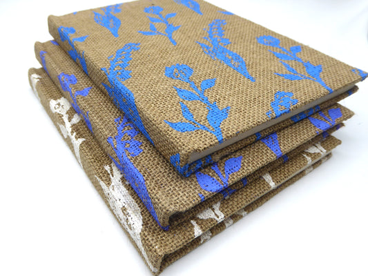 Handbook A5 Lokta Notebook, Hard Cover. Jute with Wild Flower Print.