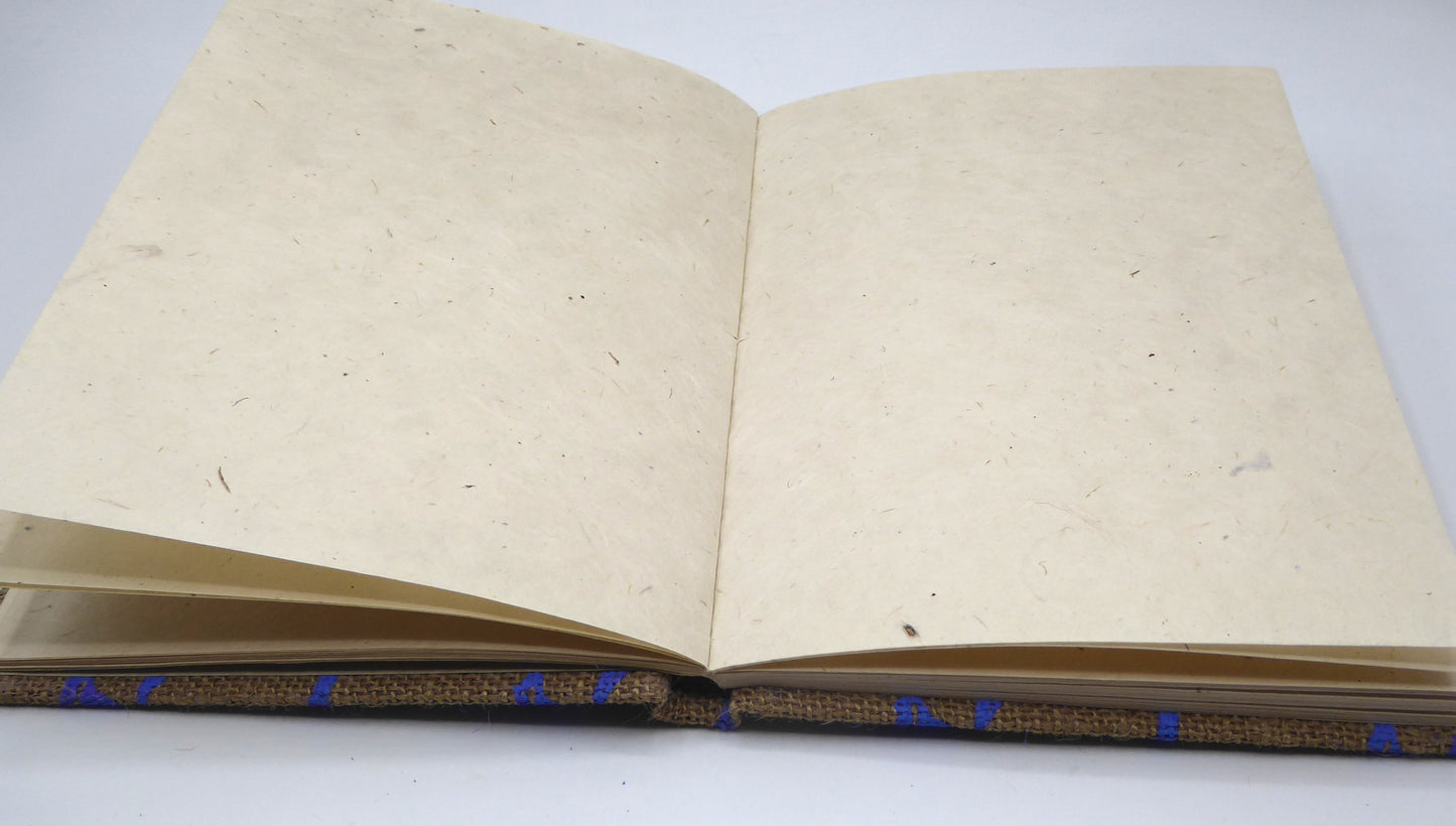 Handbook A5 Lokta Notebook, Hard Cover. Jute with Wild Flower Print.