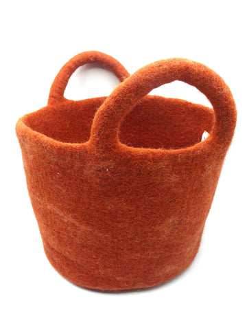Handmade Woolen Felt Storage Basket/Bin With Handle.