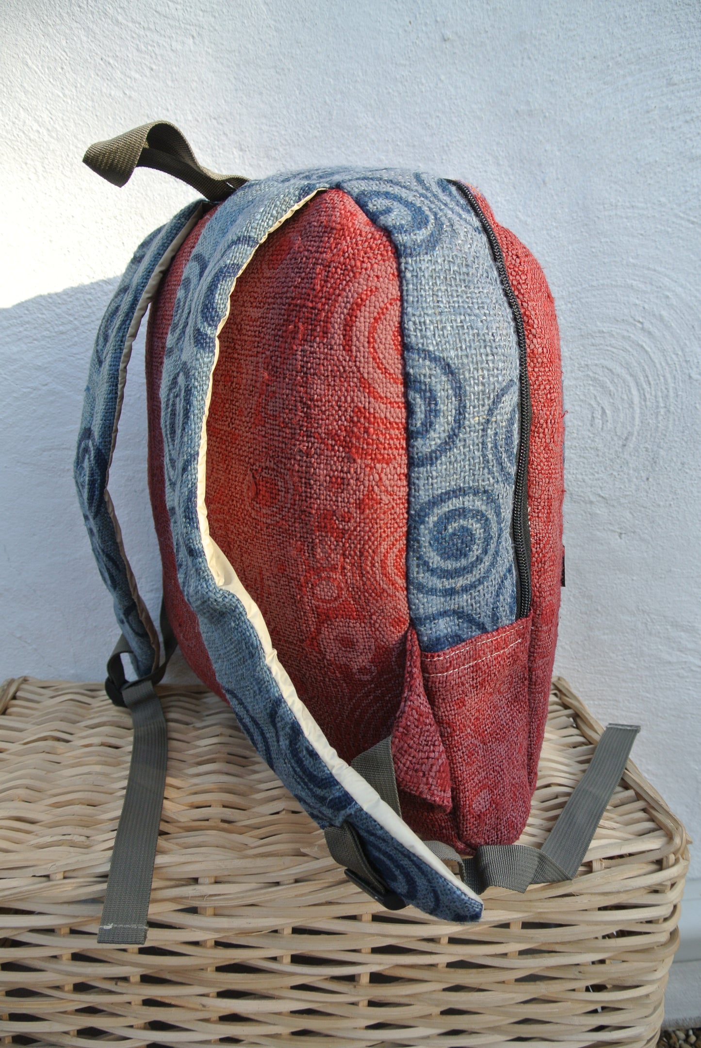 Wild Hemp Laptop Backpack; Handprinted