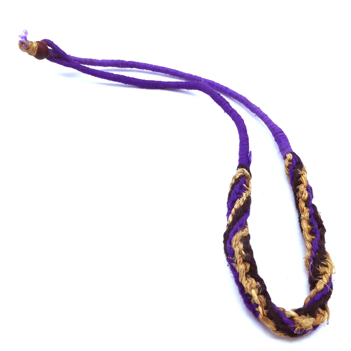 Hemp cord necklace; Purple, Black & Natural. Surfer/boho/beach style