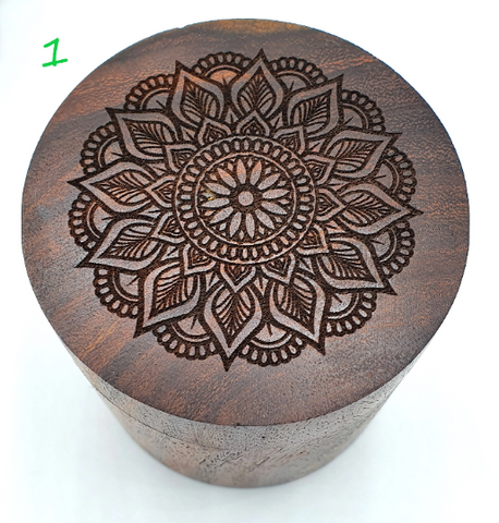 Sheesham Round Wood Container Box with Lid, Hand turned in Nepal (Medium- 1)