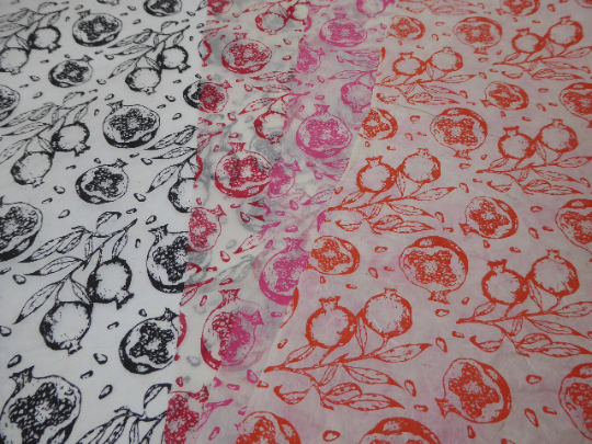 Pomegranate design Hemp Tissue Paper. Handmade in Nepal
