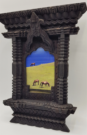 Traditional Nepali Window Picture Frame, hand carved in Nepal