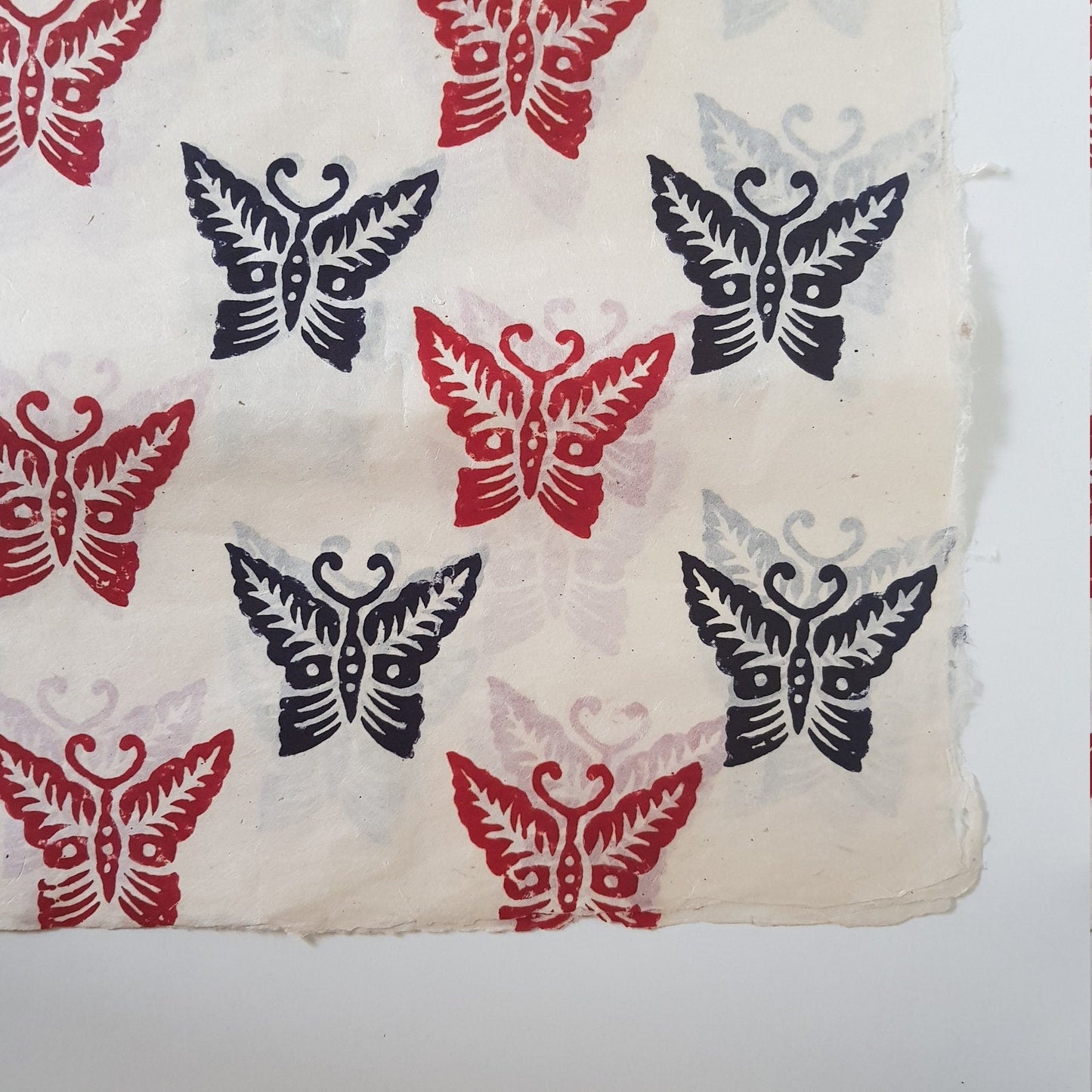 Pointy Wings Butterflies block printed on Lokta Paper, Handmade, Tree-Free & Sustainable