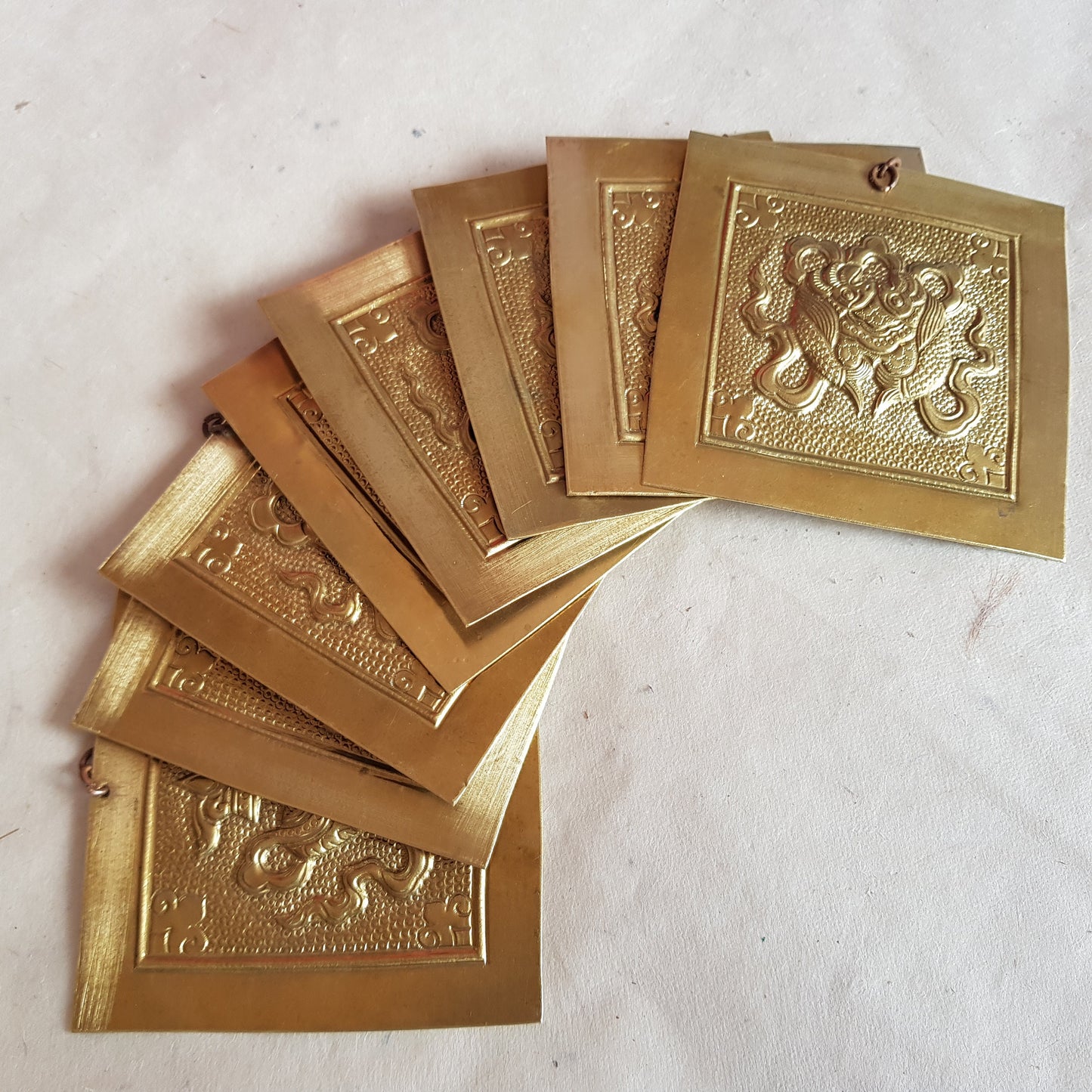 Brass Asthamangala Wall Hanging,  Eight Auspicious Buddhist Symbols (large)