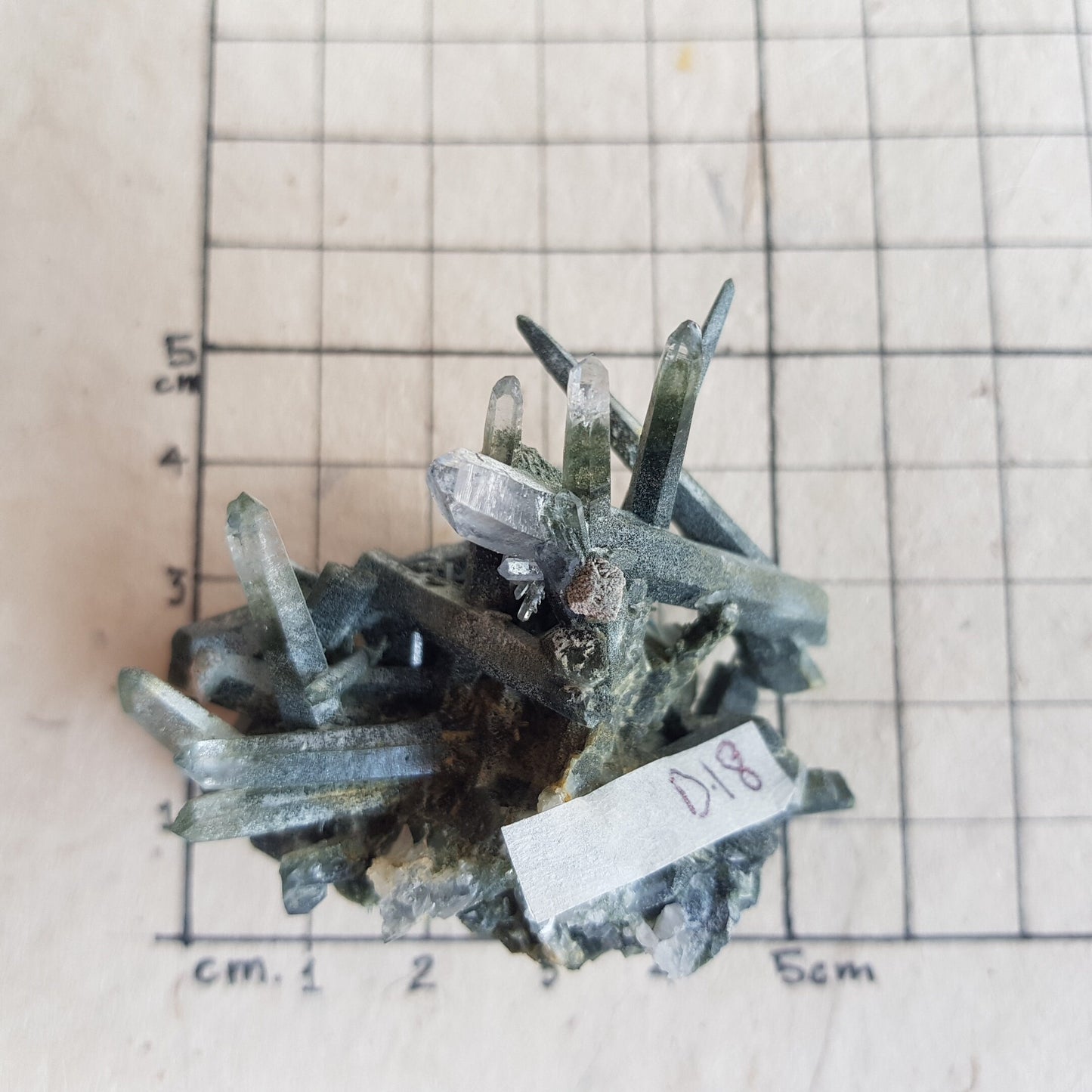 Chlorite Quartz Crystal Cluster from Ganesh Himal, Nepal. Himalayan Green Phantom Quartz. 36gram. Very Rare