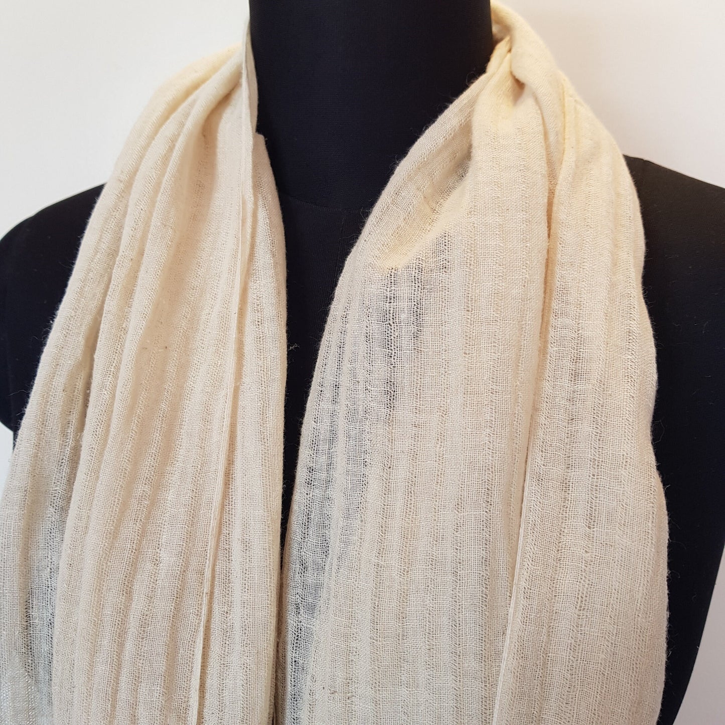Natural Hemp & Organic Cotton Scarf, Striped weave