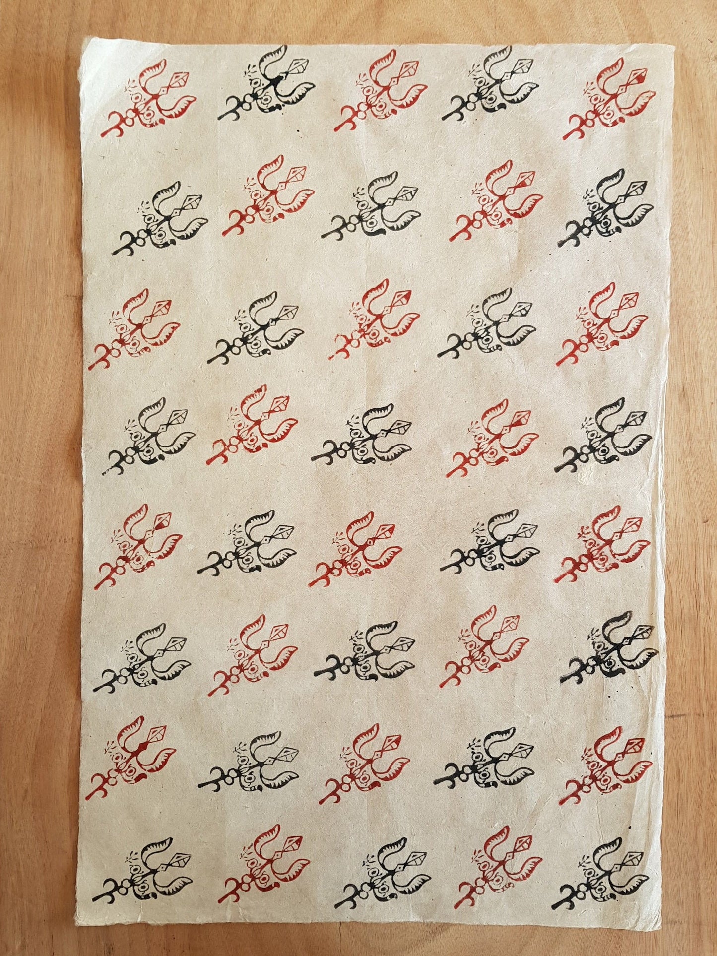 Trident Block Printed on Lokta Paper, Handmade, Tree Free & Sustainable