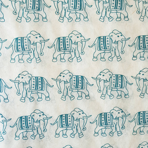 Green Elephants Print on Hemp Tissue Paper
