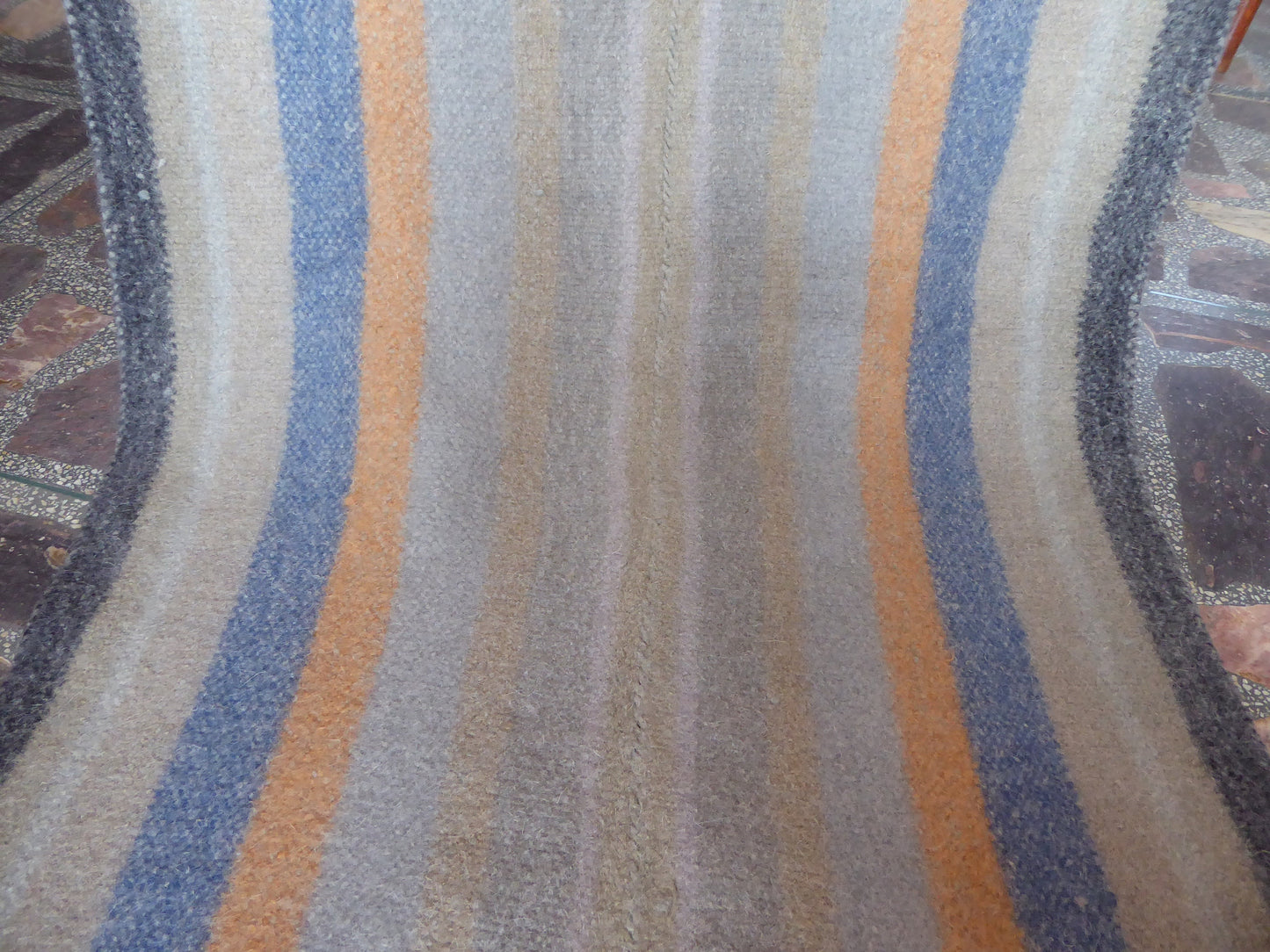 Boiled Wool 'Radhi' Rug, Medium, Multi Coloured Stripes