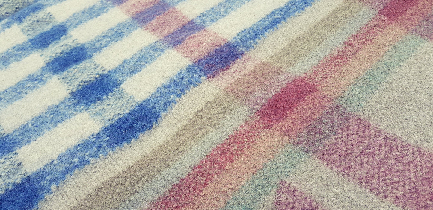 Boiled Wool 'Radhi' Rug, Large, Blue Check