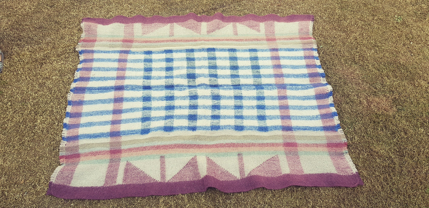 Boiled Wool 'Radhi' Rug, Large, Blue Check