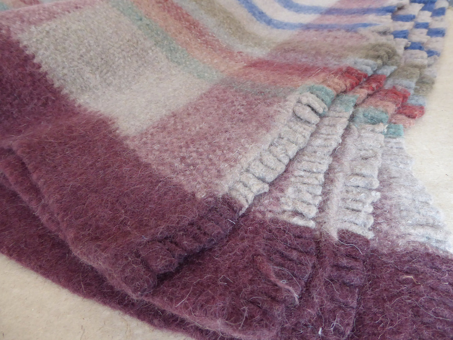 Boiled Wool 'Radhi' Rug, Large, Blue Check