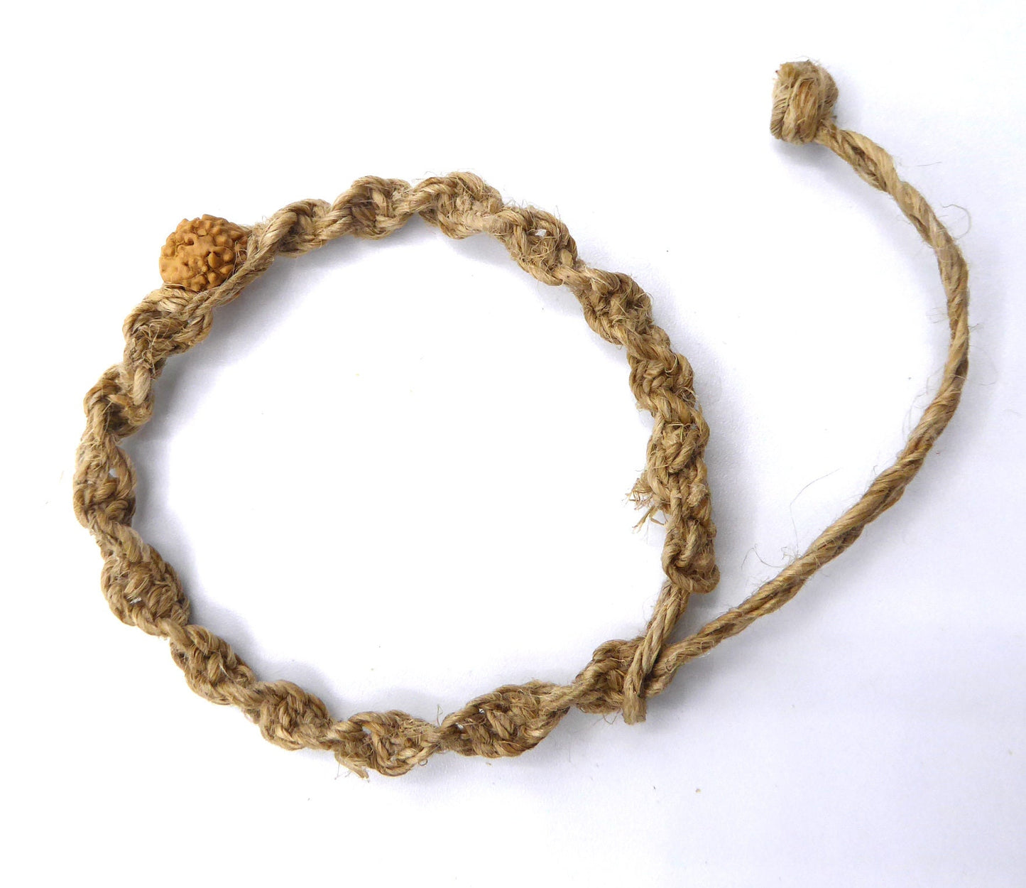 Natural Hemp Rudraksha (Elaeocarpus) Bracelet