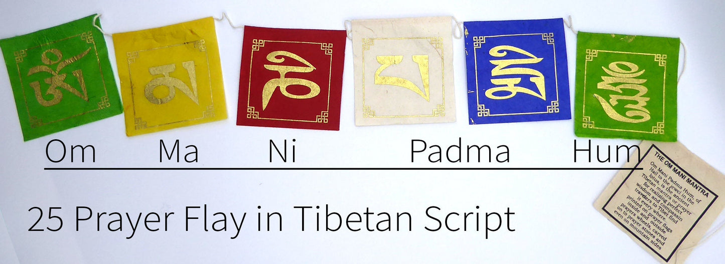 Lokta Paper Prayer Flags, Om Mani Padme Hum.