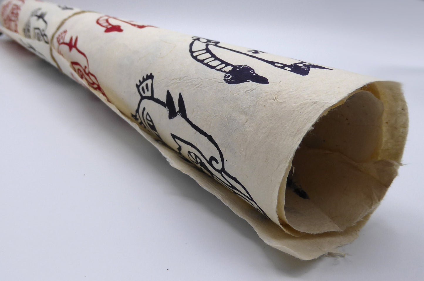 Mithila Elephants Block Printed on Lokta Paper, Handmade, Tree Free & Sustainable