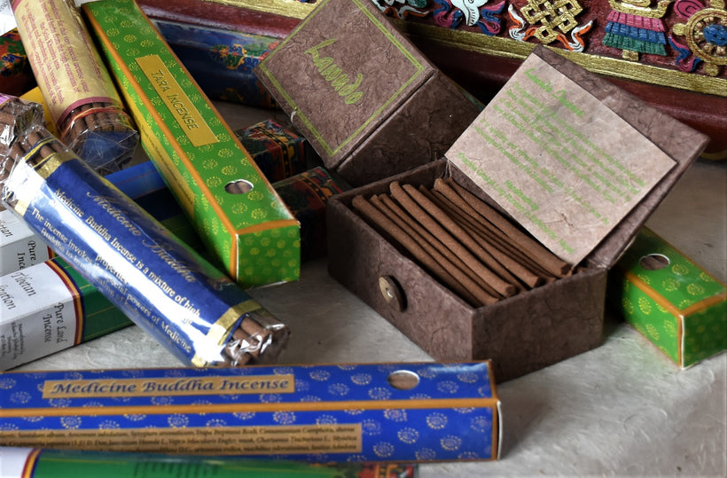 Hand Rolled Incense, Prayer Flags and beads