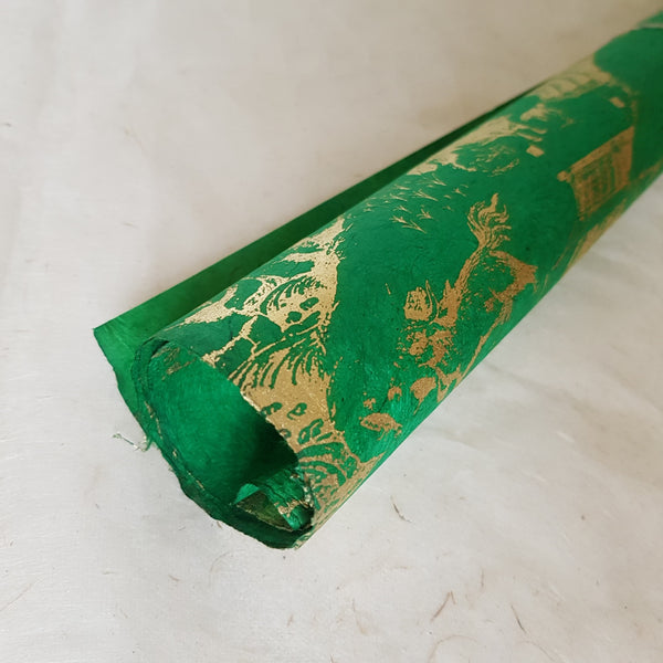 Vintage Lokta Paper Bundle - 5 Large Sheets 75 x50cm -  Green Silk Screen Collection