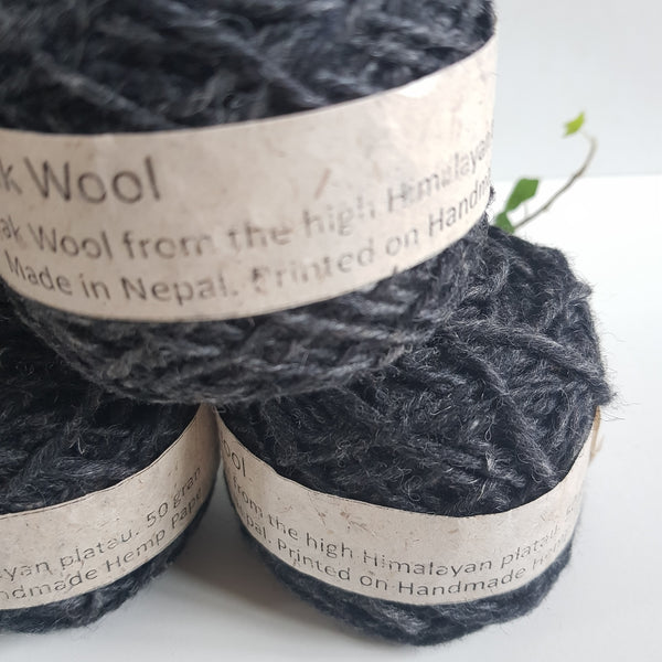 Yak Wool & Silk Yarn, Hand spun, White or Black