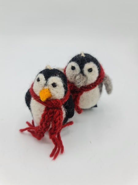 Penny the Penguin, Needle felted with Hanging Thread.