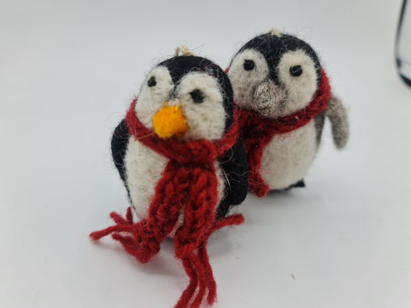 Penny the Penguin, Needle felted with Hanging Thread.