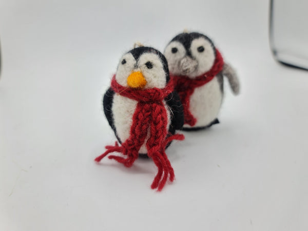 Penny the Penguin, Needle felted with Hanging Thread.