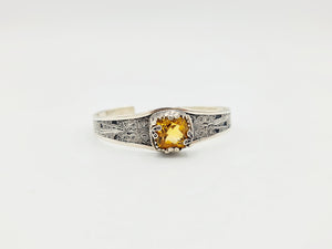 Handmade 925 Sterling Silver Cuff/Bracelet with Cut Citrine Gemstone; ''Surya''