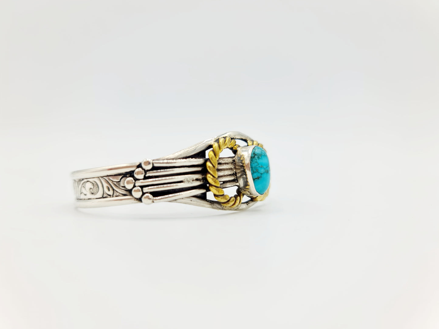 Handmade 925 Sterling Silver Turquoise Cuff/Bracelet; ''Samudra''