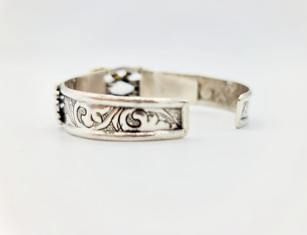 Handmade 925 Sterling Silver Crystal Cuff/Bracelet; ''Shrivatsa''