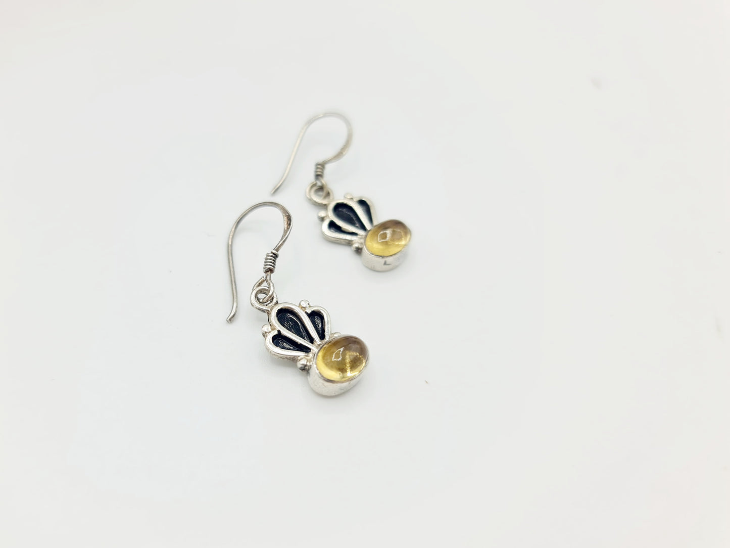 Handmade 925 Sterling Silver Citrine Dangle Drop Earrings