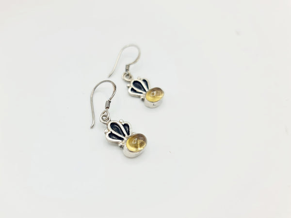 Handmade 925 Sterling Silver Citrine Dangle Drop Earrings