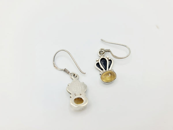 Handmade 925 Sterling Silver Citrine Dangle Drop Earrings