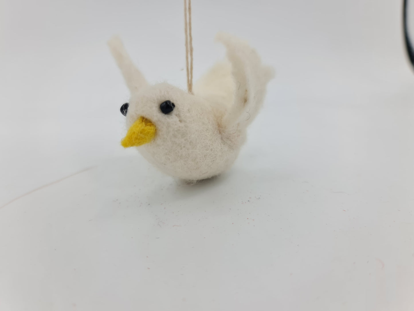 Dovie the Dove, Needle felted with Hanging Thread.