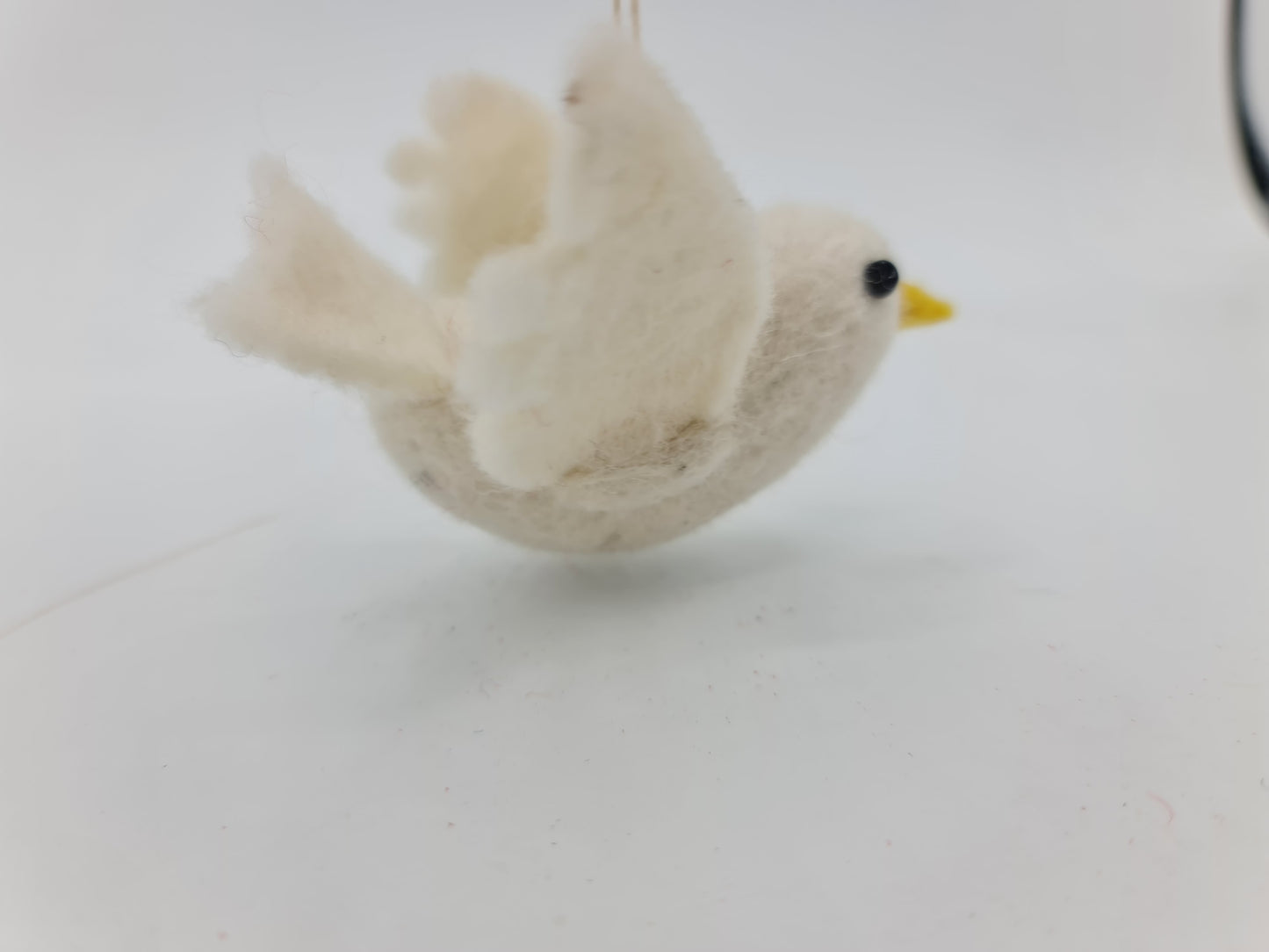 Dovie the Dove, Needle felted with Hanging Thread.