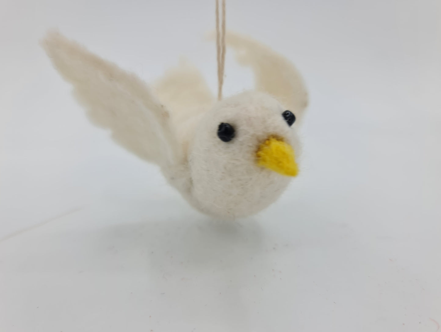 Dovie the Dove, Needle felted with Hanging Thread.