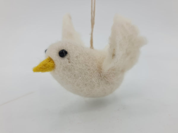 Dovie the Dove, Needle felted with Hanging Thread.