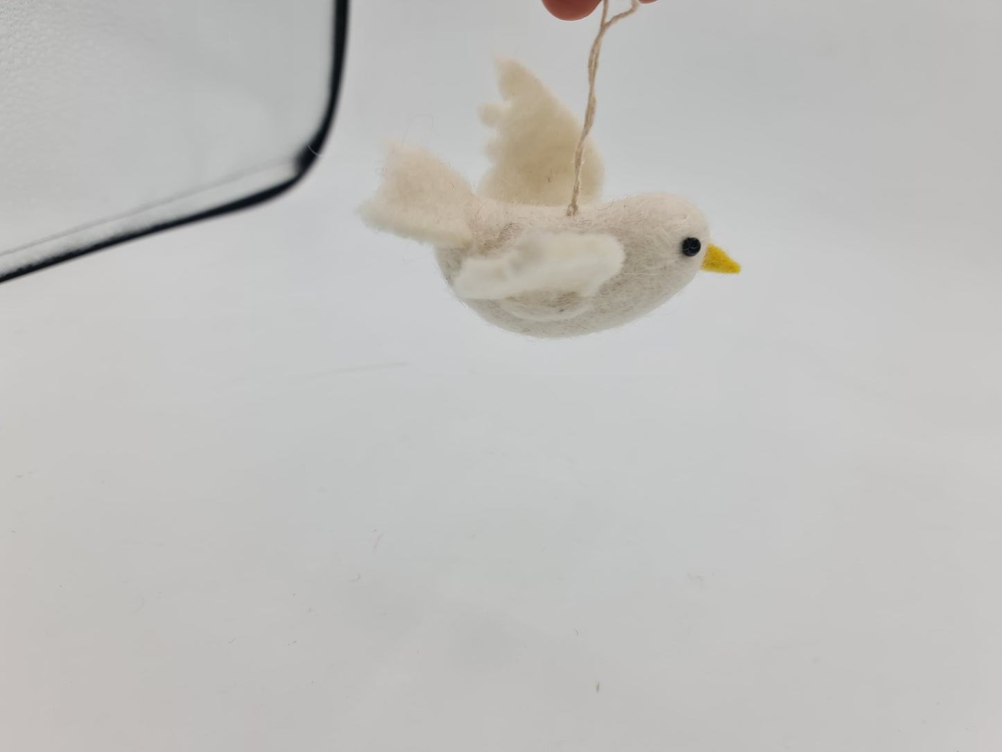 Dovie the Dove, Needle felted with Hanging Thread.