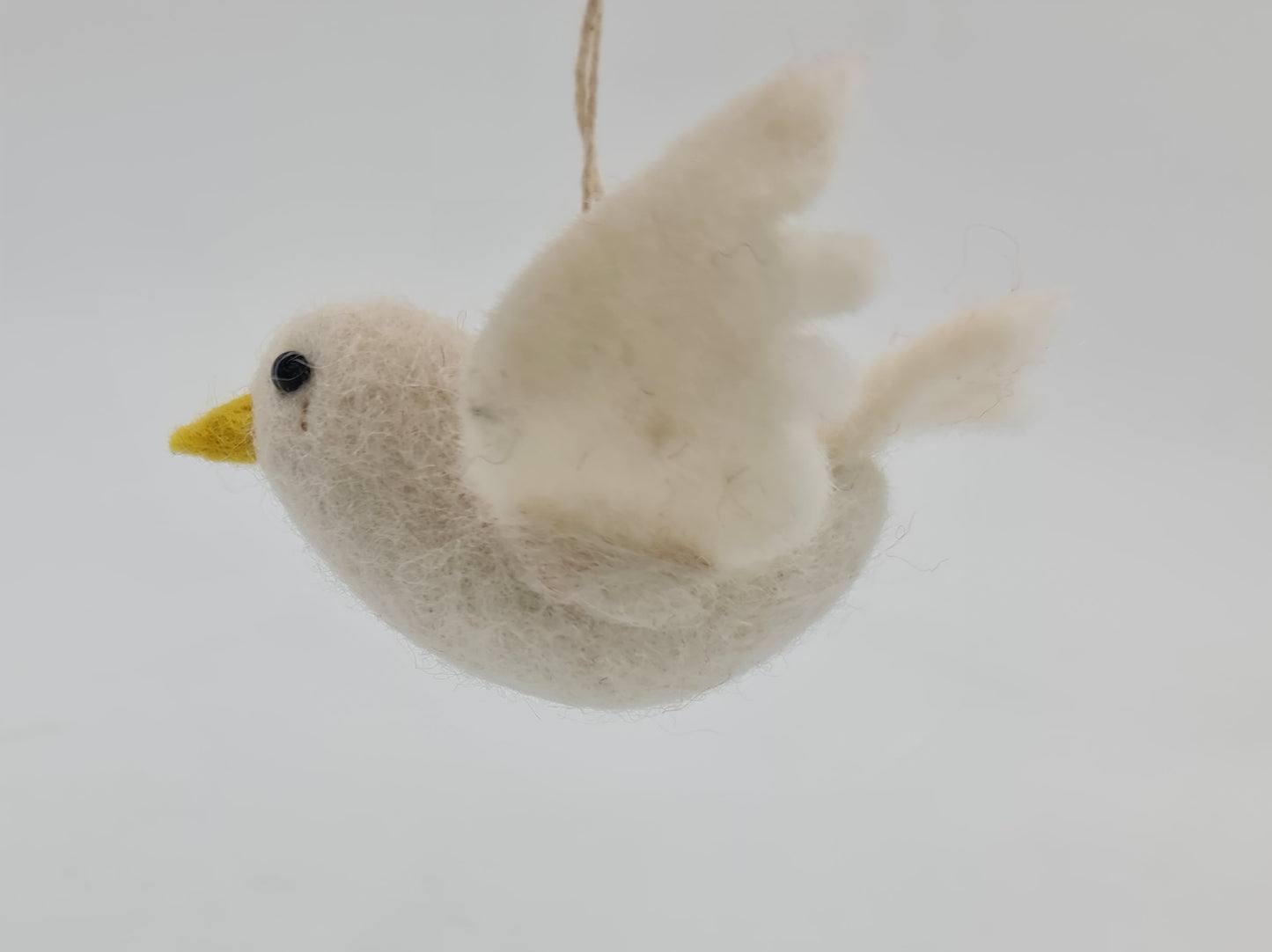 Dovie the Dove, Needle felted with Hanging Thread.