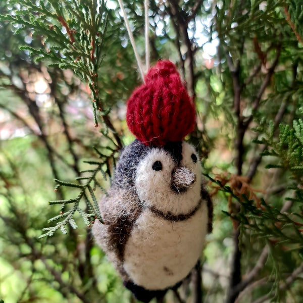 Penny the Penguin, Needle felted with Hanging Thread.