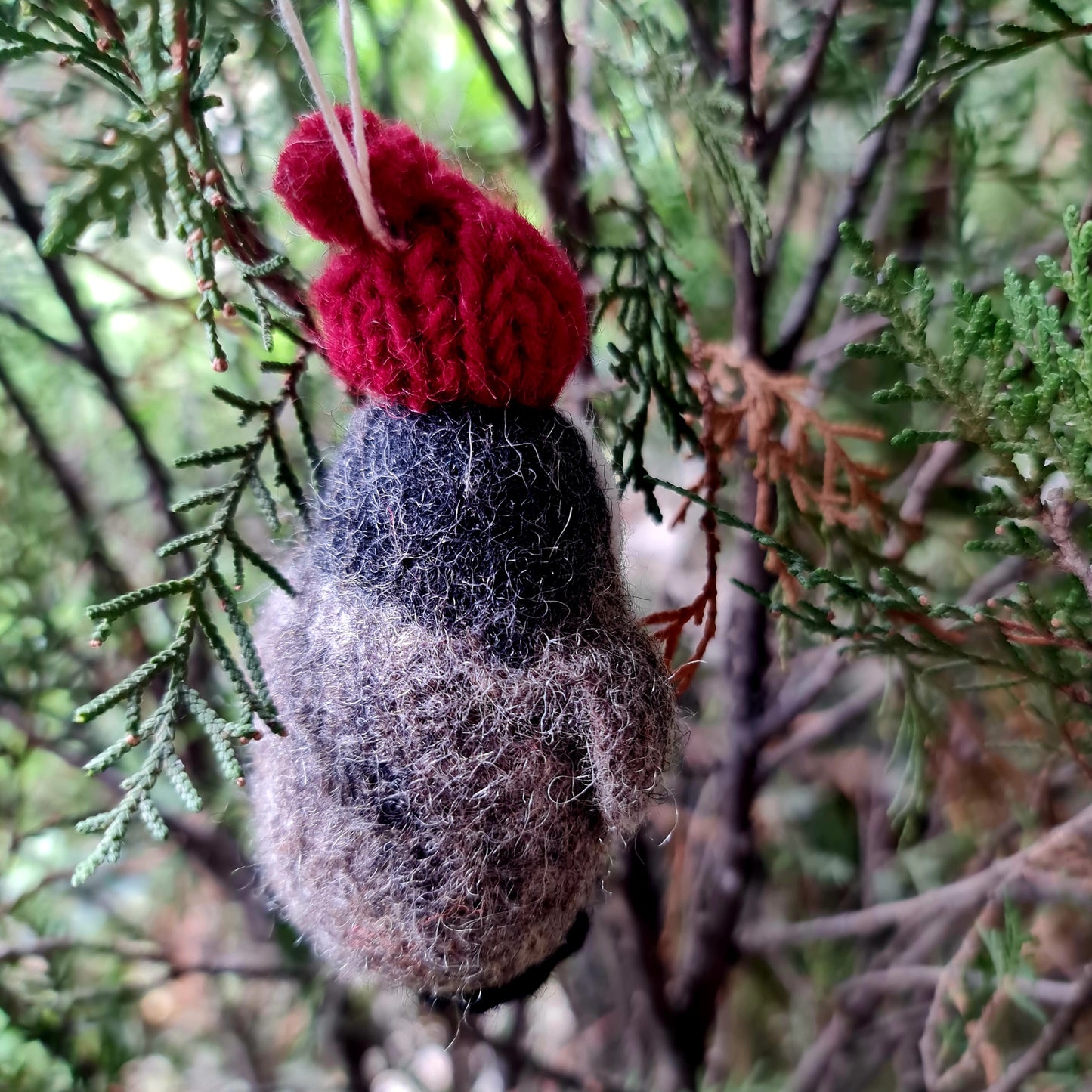 Penny the Penguin, Needle felted with Hanging Thread.