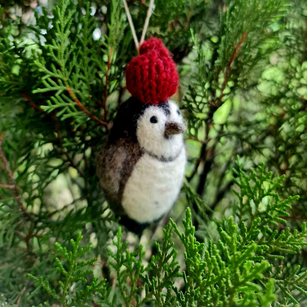 Penny the Penguin, Needle felted with Hanging Thread.