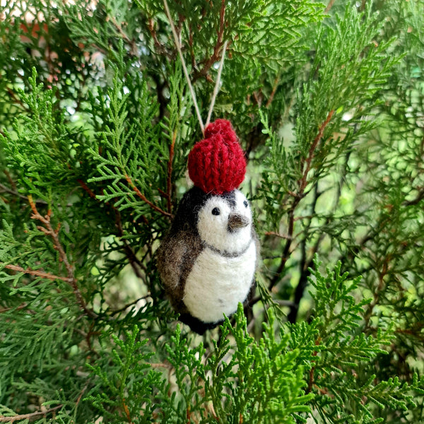 Penny the Penguin, Needle felted with Hanging Thread.