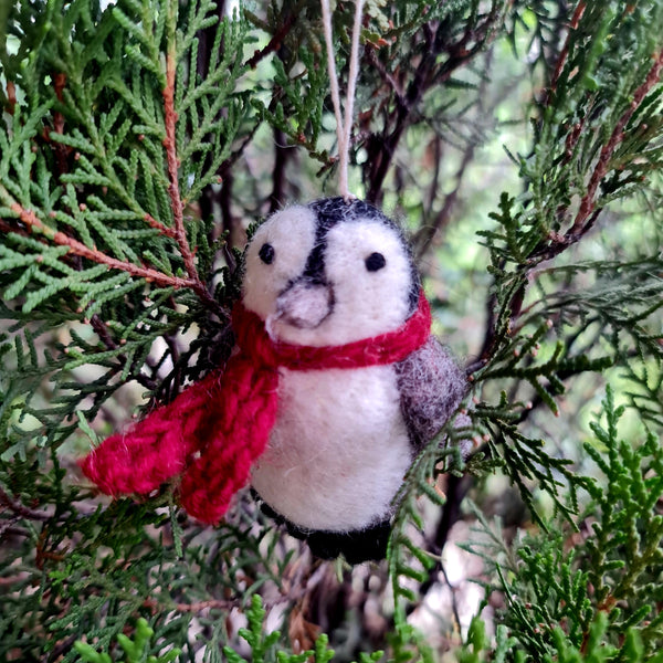 Penny the Penguin, Needle felted with Hanging Thread.