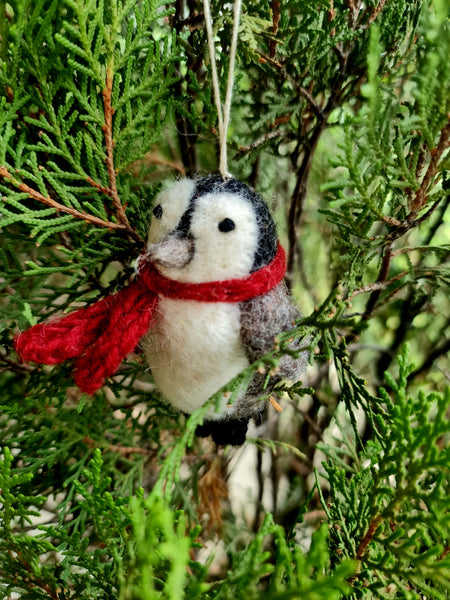 Penny the Penguin, Needle felted with Hanging Thread.