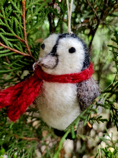 Penny the Penguin, Needle felted with Hanging Thread.